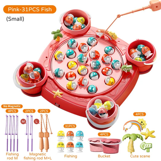 Kids Magnetic Fishing Play for Children Electric Fishing Toy Have Music Spinning Game Fish Rod Education Baby 3 Year Gifts